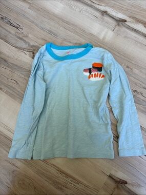 J. Crew Light Blue Long-Sleeve Tee with Sushi Embroidery